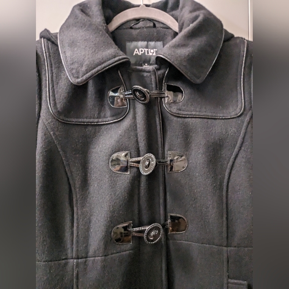 APT 9, Wool blend Coat, Black, Size Medium. - Picture 3 of 12